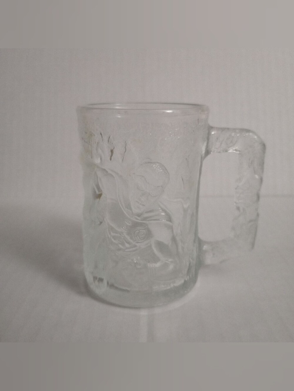 McDonald's Batman Forever Robin & Riddler Clear Glass Mug Promo Vintage 1995